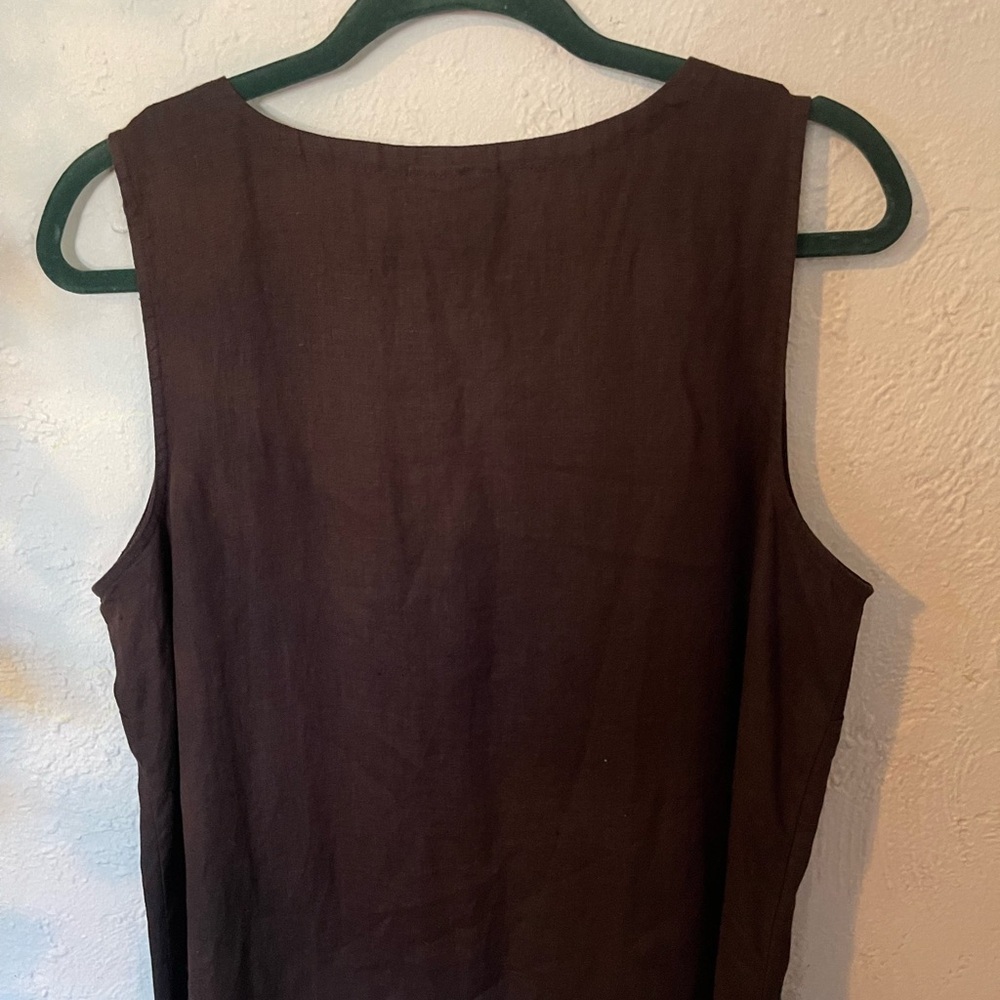 J.JILL Pure Jill Embroidered Dark Brown Sleeveless Dress - Picture 8 of 11